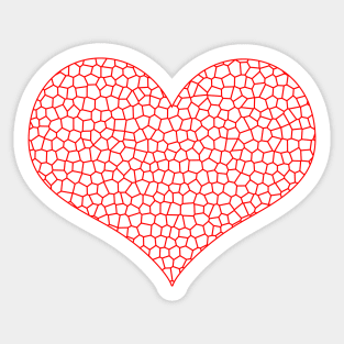 Heart - love - geometric pattern  - red and white. Sticker